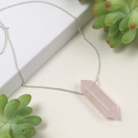 Jewelry - Rose Quartz Double Terminated Crystal Silver Chain